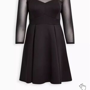 Elegant Black Sheer Sleeve Dress